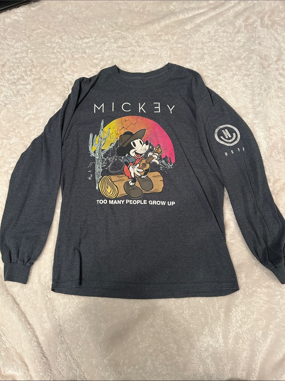 Neff Charcoal Mickey Sunset Graphic Long Sleeve Tee